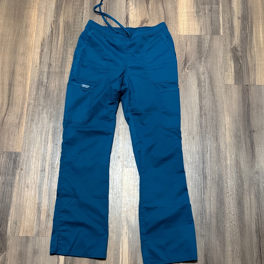 Cherokee Teal workwear revolution Scrub Pants with Drawstring Small Tall